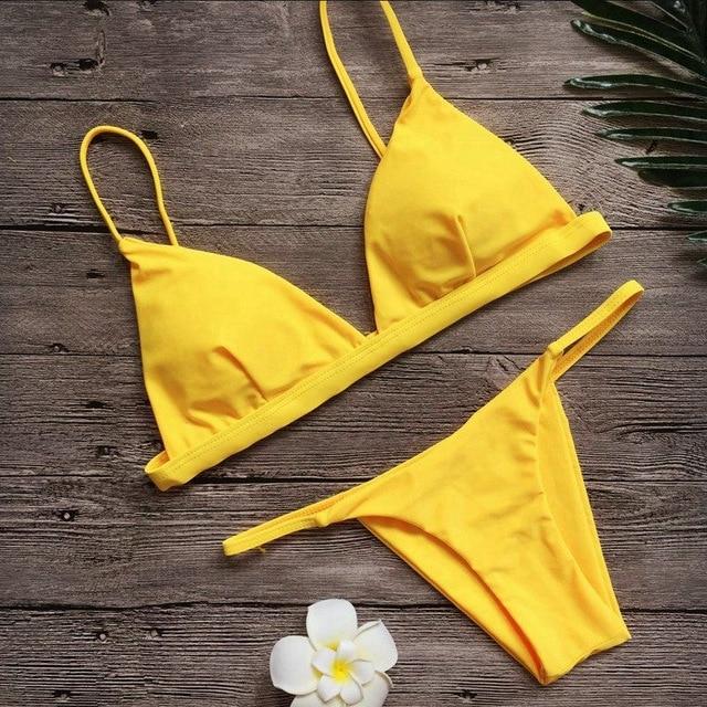Vertvie Women Sexy Swimsuits 2 Piece Beach Swimming Suits Brazilian Bikini Push Up Bikini Sets Female Solid Sexy Swimwear