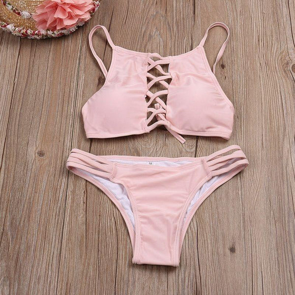 2019 Sexy Hot Sale Women's push-up Set Hollow Out Bandage Bikini bra swimwear bathing swimsuit beachwear Swimming Bikini Costume
