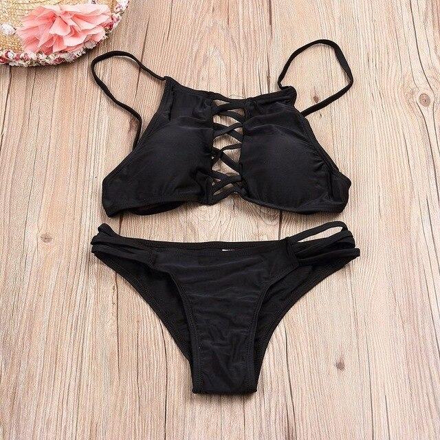 2019 Sexy Hot Sale Women's push-up Set Hollow Out Bandage Bikini bra swimwear bathing swimsuit beachwear Swimming Bikini Costume
