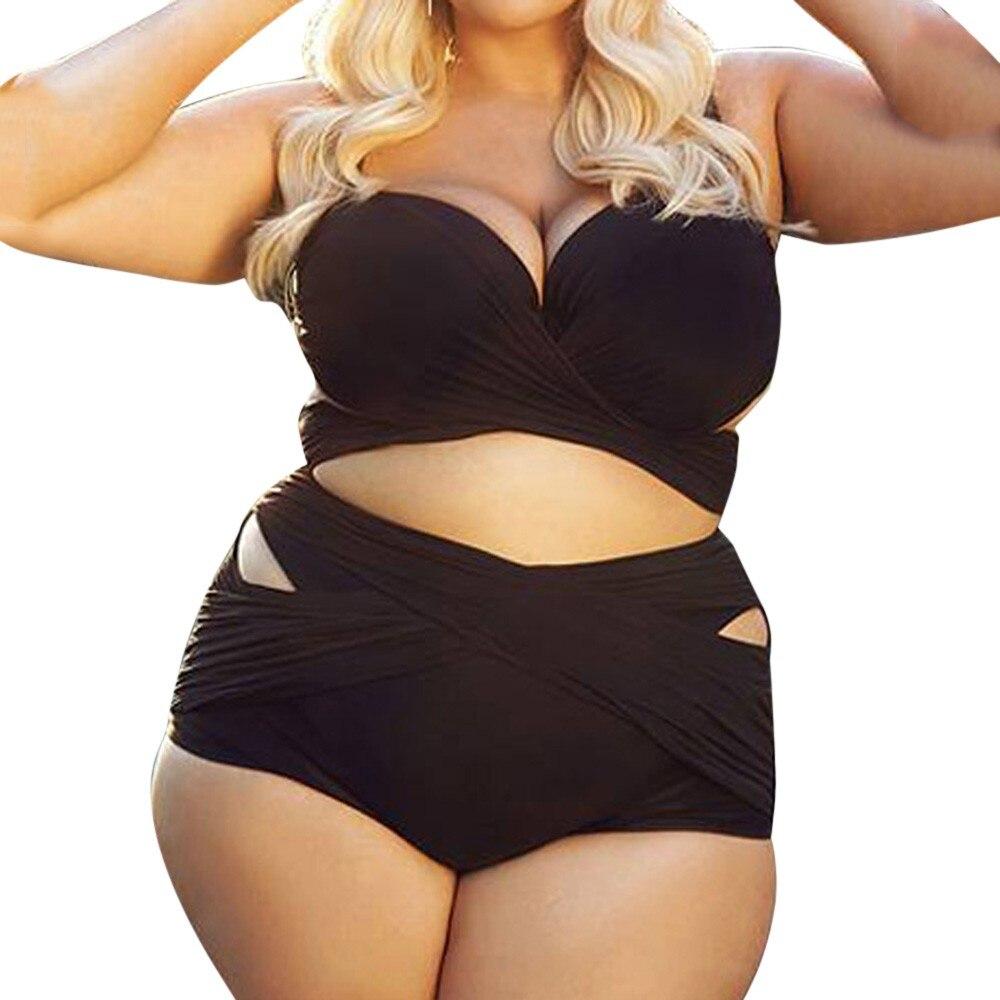 Plus Size Swimwear Women Black Floral Print Swimming Suit For Women Hollow Out Sexy Tankini Swimsuit Womens Casual Swimsuit Girl