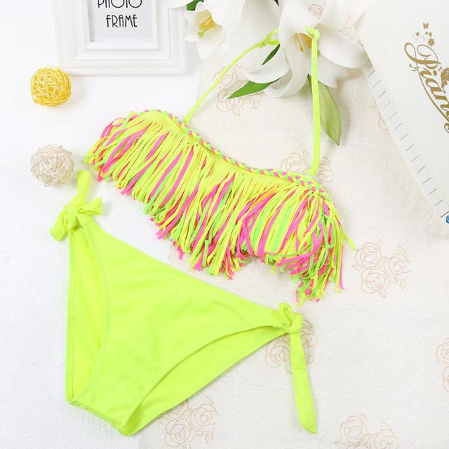 Kids Bikini 2019 Girls Swimwear Bathing Sets Kid Swimming Suit Tassel Swimsuit Children Bikinis Baby Set New Biquini Infantil