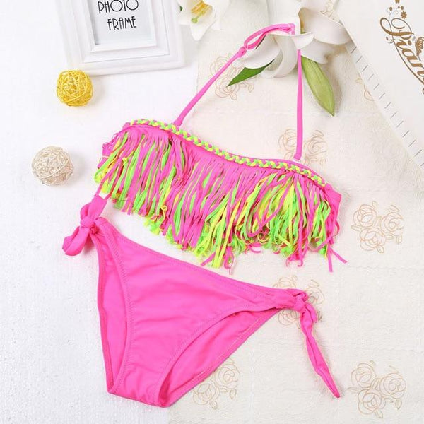 Kids Bikini 2019 Girls Swimwear Bathing Sets Kid Swimming Suit Tassel Swimsuit Children Bikinis Baby Set New Biquini Infantil