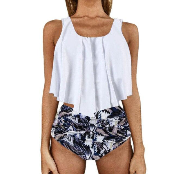 Swim Skirt Swimwear Women Tankini Set Two Piece Plus Size Sexy bikinis 2019 Mujer Leopard Ruffled Swimwear Bathing Suits