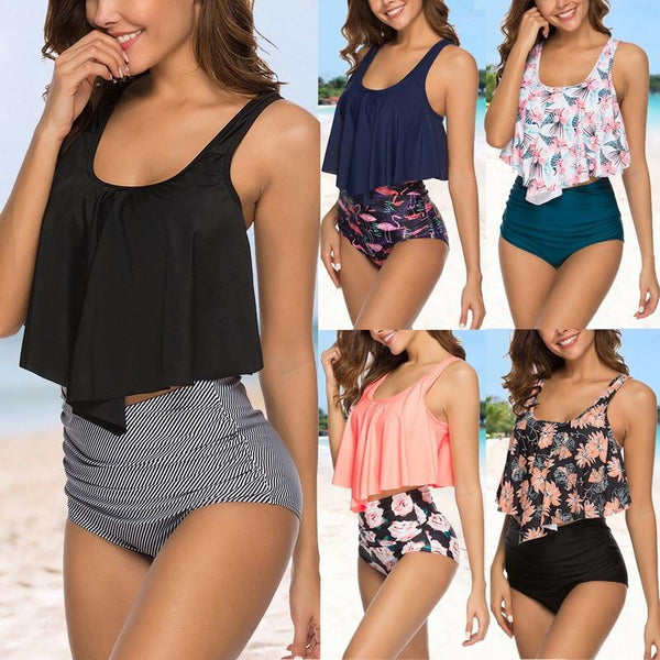 Swimwear Women Bikini 2019 Mujer High Waist Swimsuits Ruffles Bikinis Swimming Suit For Womens Tankinis Bathing Suits Biquini