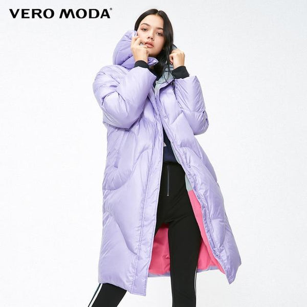 Vero Moda 2019 new hooded white duck down padded long down jacket women