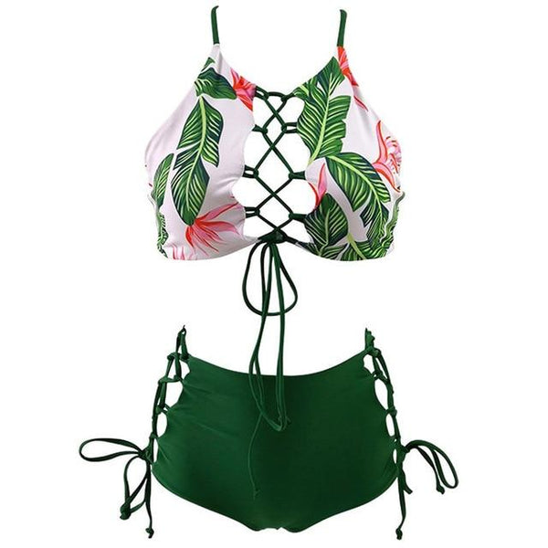 Plus size bandeau bikini 2019 swimwear women high waist swimsuit two pieces brazilian bikini set swimming bathing suit S-3XL