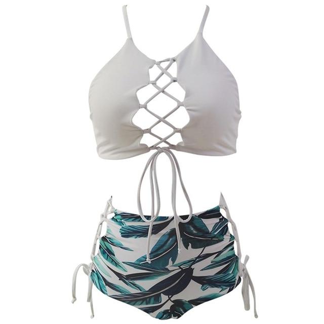 Plus size bandeau bikini 2019 swimwear women high waist swimsuit two pieces brazilian bikini set swimming bathing suit S-3XL