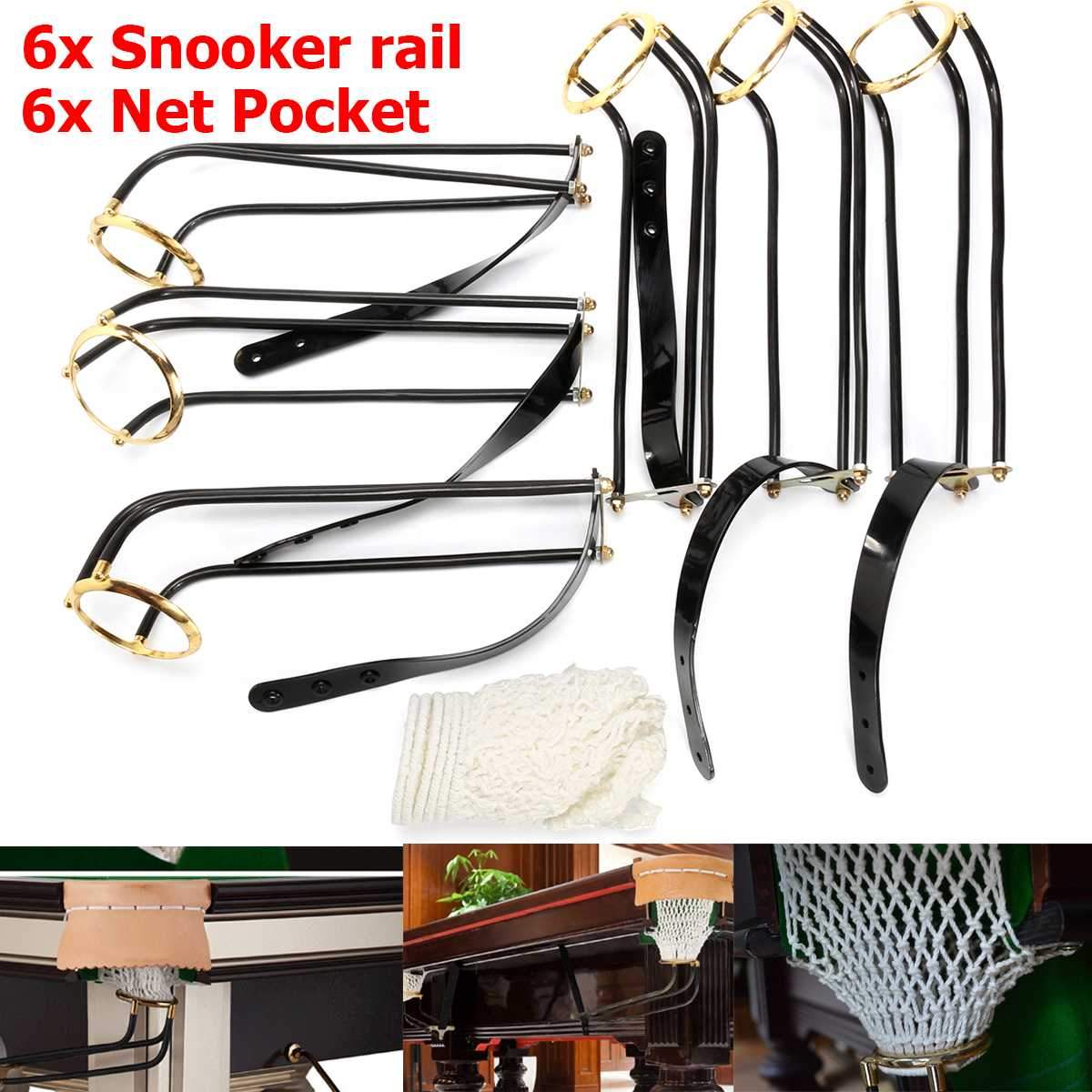 6Pcs/Set Sandard Pool Snooker Billiard Table Solid Iron Rail Cotton Net Pockets/ Set Sport Snooker Billiard Accessories Kit New