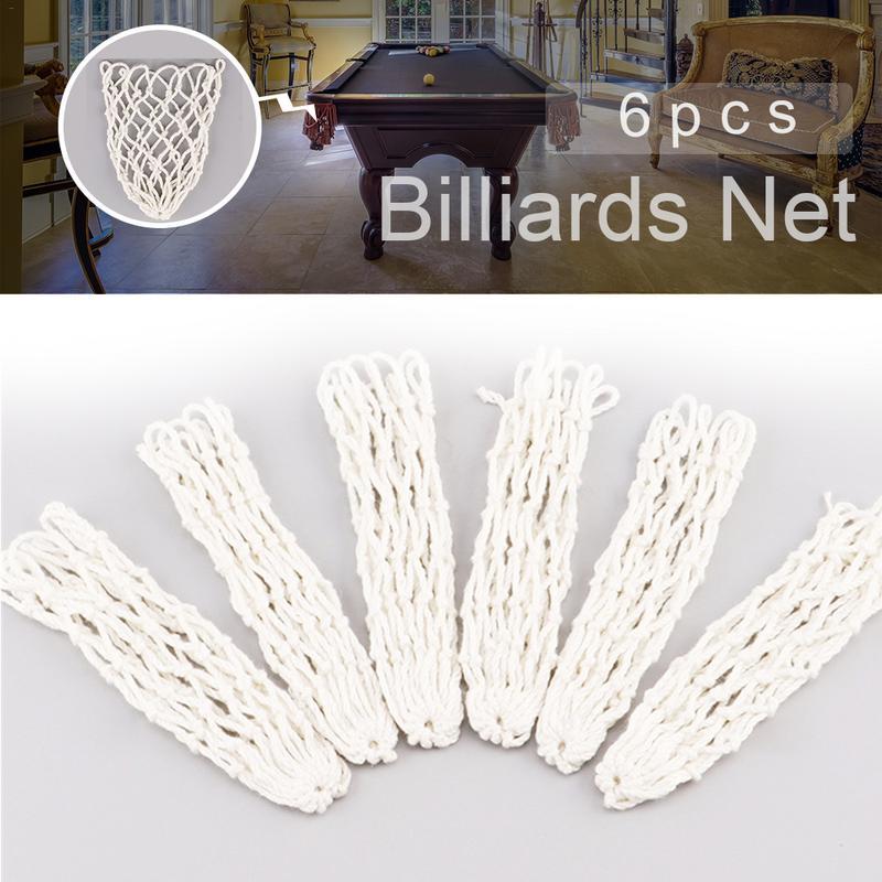 6 Pcs White Billiards Pool Snooker Table Mesh Cotton Net Bags Pockets Club Kit Professional Snooker Billiard Accessories