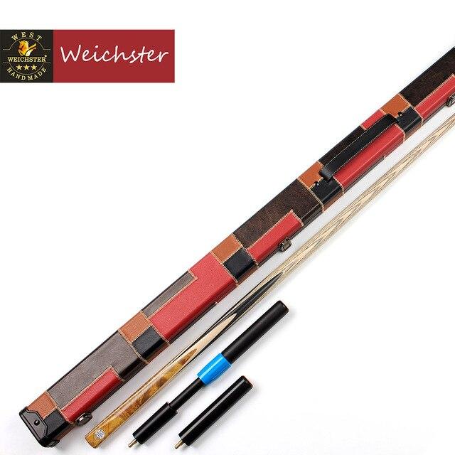 Weichster Golden Burr Ebony One 1 Piece Handmade Snooker English Pool Cue and Case Extension