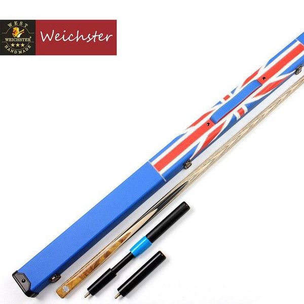 Weichster Golden Burr Ebony One 1 Piece Handmade Snooker English Pool Cue and Case Extension
