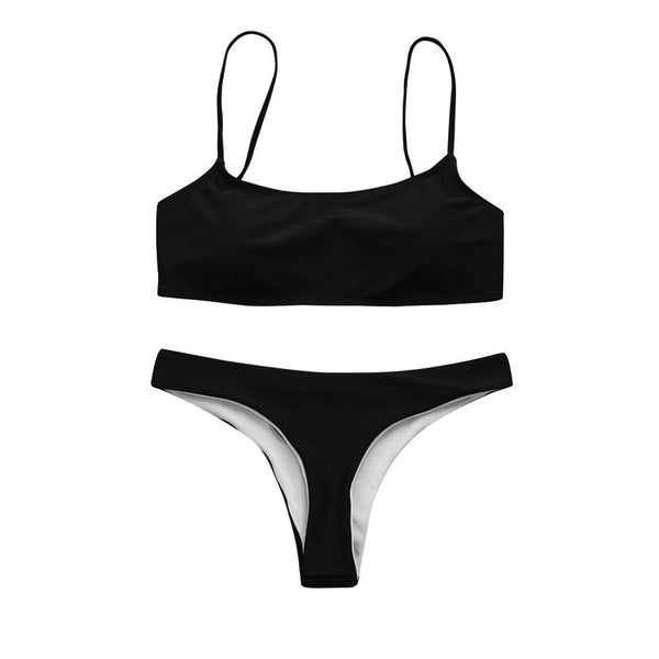 2019 LOW Waist New Summer Women Two Pieces Bikini Set Solid High Quality Padded Push Up Swimwear Brazilian Bikini 3.0#