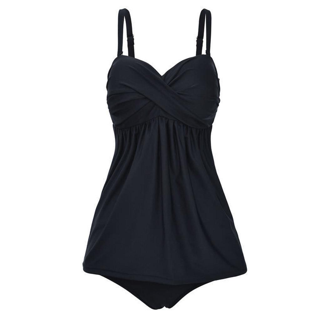 Plus Size 5xl Swimwear Women Sexy Elegant Tankini Swimsuits Womens Black Solid Swimming Suit For Women Two Piece Swim Suit Woman