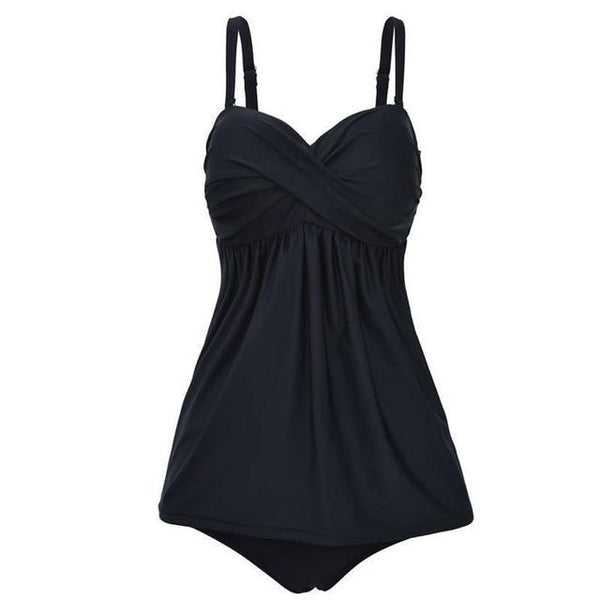 Plus Size 5xl Swimwear Women Sexy Elegant Tankini Swimsuits Womens Black Solid Swimming Suit For Women Two Piece Swim Suit Woman