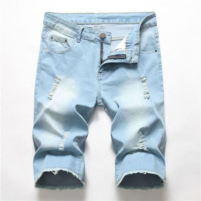 New Fashion Mens Ripped Short Jeans Brand Clothing Bermuda Summer Cotton Shorts Breathable Denim Shorts Male 28-42