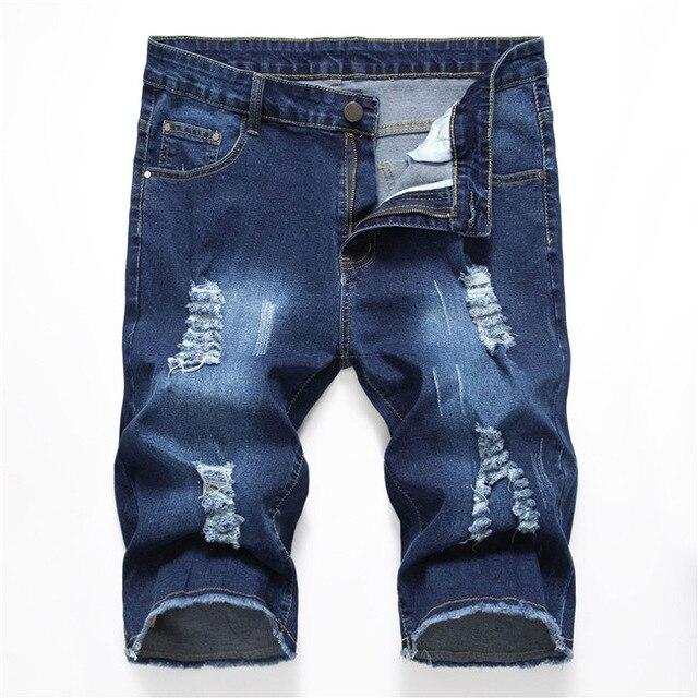 New Fashion Mens Ripped Short Jeans Brand Clothing Bermuda Summer Cotton Shorts Breathable Denim Shorts Male 28-42