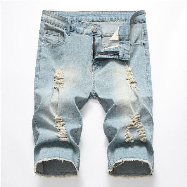New Fashion Mens Ripped Short Jeans Brand Clothing Bermuda Summer Cotton Shorts Breathable Denim Shorts Male 28-42