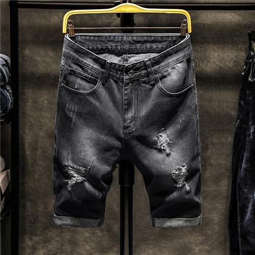 Denim shorts male summer jeans men jean shorts bermuda skate board harem mens jogger ankle ripped wave denim shorts 2019 new