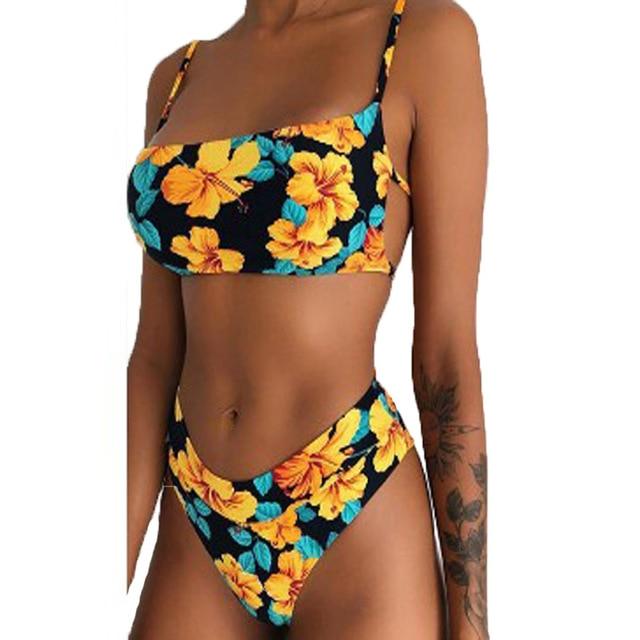 Rubylong 2019 Ruffles Bikini Women Sexy Vintage Swimsuit Brazilian Thong Bikini Set Female Retro Swimwear Push Up Bathing Suit