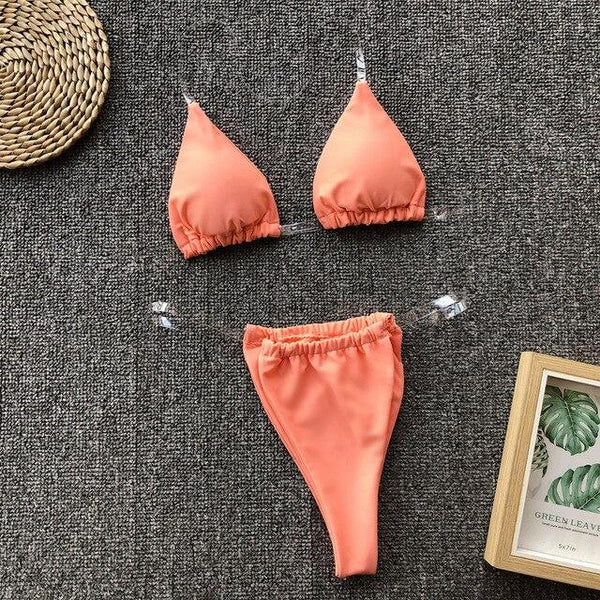 Bikini Transparente Swimsuit 2019 Sexy Bikini Micro Swimsuit Large Size Yellow Swimwear Thong Biquini Push Up Swimming Suit