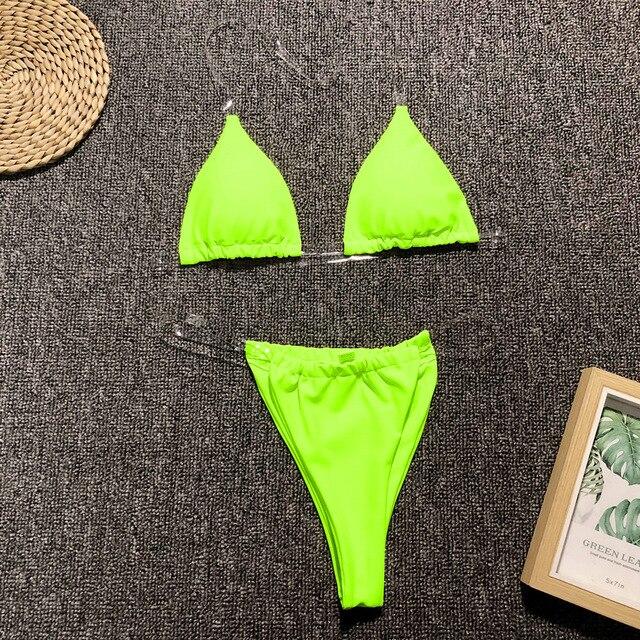 Bikini Transparente Swimsuit 2019 Sexy Bikini Micro Swimsuit Large Size Yellow Swimwear Thong Biquini Push Up Swimming Suit
