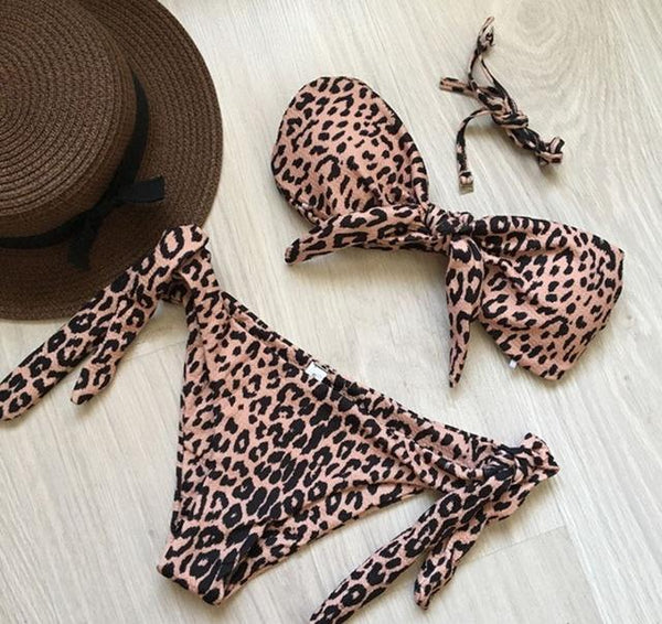 Solid Bandeau Bikini Set 2019 Sexy Swimsuit Women Bikini Brazilian Thong Swimwear Female Halter top Bathing Suit Swimming Wear