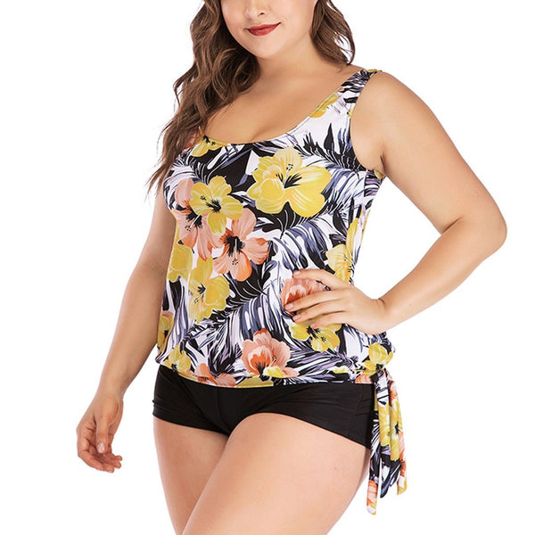2019 Plus Size Swimming Suit For Women High Waist Bikini Print Tankini Swimjupmsuit Swimsuit Print Beachwear Padded Swimwear #A