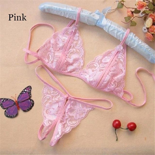 2019 Women Sexy Lace Lingerie Swimsuit Swimwear Babydoll Bikini Top Bra G-string Set Summer Swimwear Beach wear Bikini Set