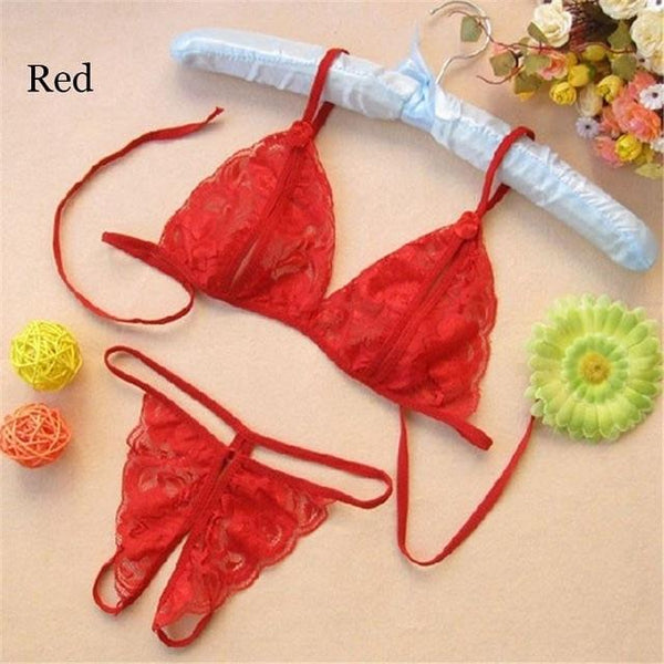 2019 Women Sexy Lace Lingerie Swimsuit Swimwear Babydoll Bikini Top Bra G-string Set Summer Swimwear Beach wear Bikini Set