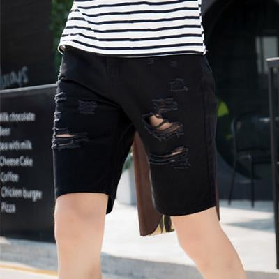 New Fashion Leisure Mens Ripped Short Jeans Brand Clothing Summer 98% Cotton Shorts Breathable Tearing Denim Shorts Male