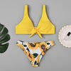 Hot Biquinis 2018 Chest Knotted Swimwear Solid Bikini Set High Waist Bathing Suit Push Up Swimsuit For Women Swimwear