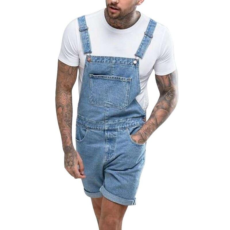 MJARTORIA 2019 Mens Denim Overall Shorts  Overalls Casual Workout Button Jumpsuit  Plus Size 3xl Male Ripped  Washed Shorts