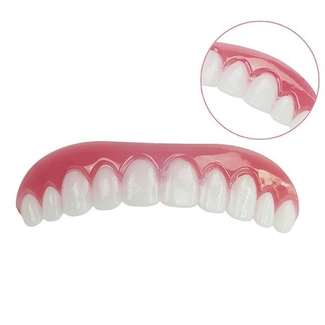 Silicone Teeth Veneers Cosmetic Teeth Snap On Secure Upper Lower Flex Dental Veneers Denture Care Fashion