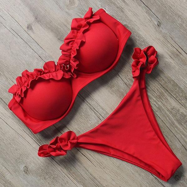 RXRXCOCO Sexy Push Up Bikini Women Swimsuit 2019 Bandeau Beach Wear Brazilian Bikini Set Swimwear Bathing Suit Swimming Suits