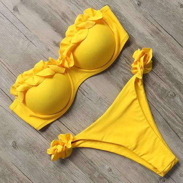 RXRXCOCO Sexy Push Up Bikini Women Swimsuit 2019 Bandeau Beach Wear Brazilian Bikini Set Swimwear Bathing Suit Swimming Suits