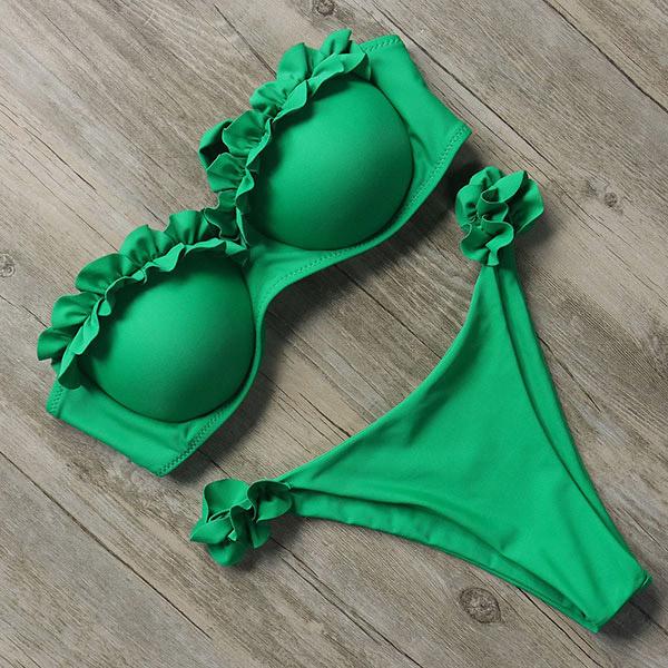 RXRXCOCO Sexy Push Up Bikini Women Swimsuit 2019 Bandeau Beach Wear Brazilian Bikini Set Swimwear Bathing Suit Swimming Suits