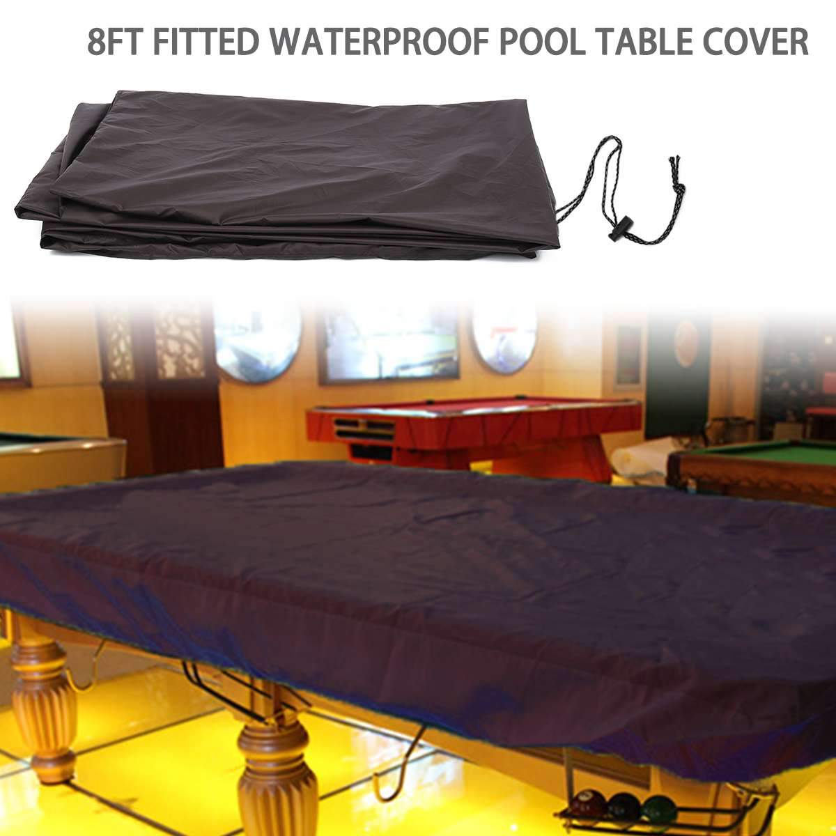 Dark Brown Polyester Fibre Dust-Proof billiard protective cover Table Cloth For 8 Foot Pool Table Prevent Snow Rain Dust Snooker