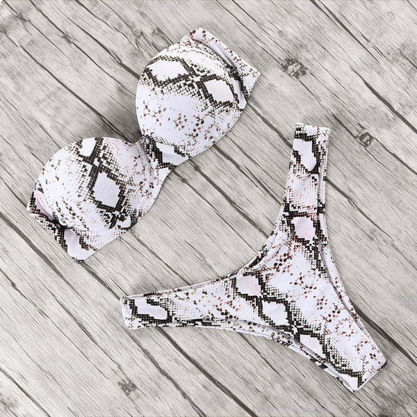 animal print leopard bikini push up swimsuit sexy women bikini set 2019 brazilian thong bathing suit bandeau beach wear swimwear