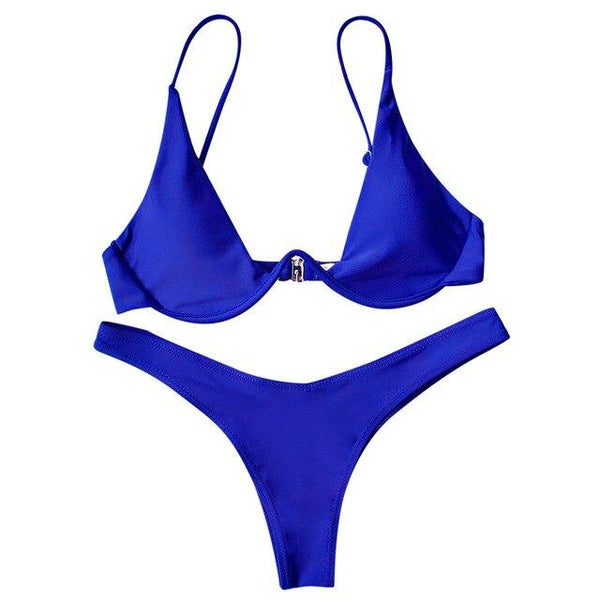 2019 New Bikinis Underwired Plunge Bathing Suit Women Swimsuit Low Waisted Bathing Suits Push Up Bikini Set Plus Size Swimwear
