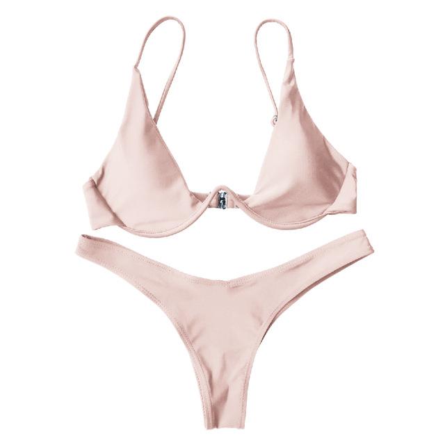 2019 New Bikinis Underwired Plunge Bathing Suit Women Swimsuit Low Waisted Bathing Suits Push Up Bikini Set Plus Size Swimwear