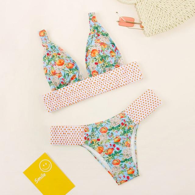 Dot Patchwork Bandeau Bikini 2019 High Quality Push Up Bikinis Female Bikini Set Swimsuit Women'S Beach Feminino May Biquinis