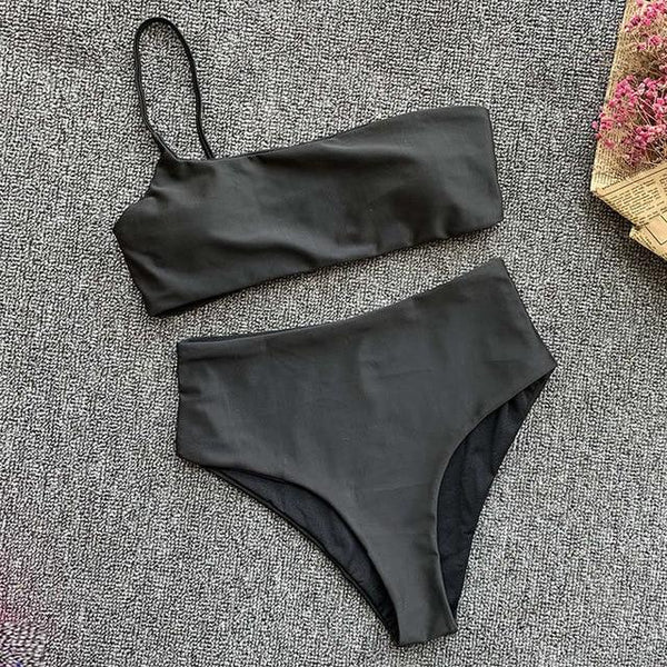 Mossha Sexy thong Pink bikini Neon swimsuit female Bathing suit One shoulder Bikini set 2019 swimwear women High cut biquini new