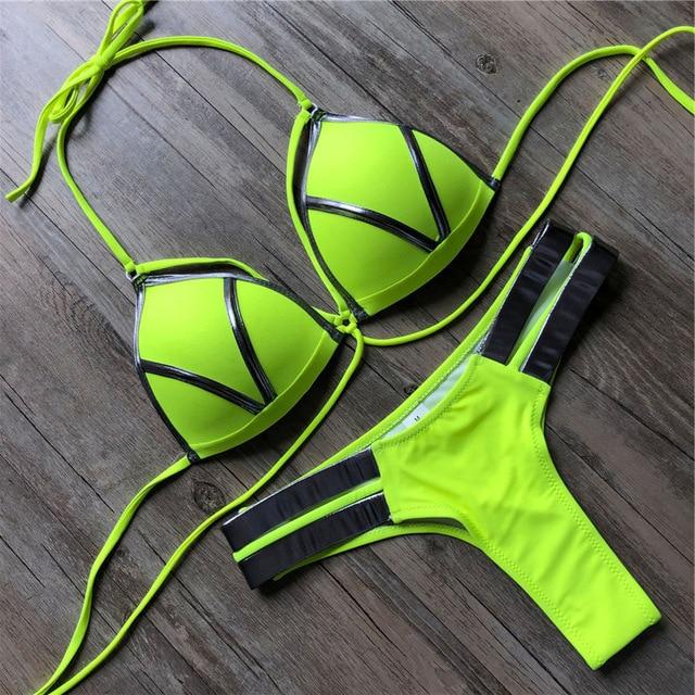 2019 Gold Stamping Women Bikini Set Sexy Padded Women Swimsuit Push Up Bikini Swimwear Summer Beachwear Brazil Bathing Suit