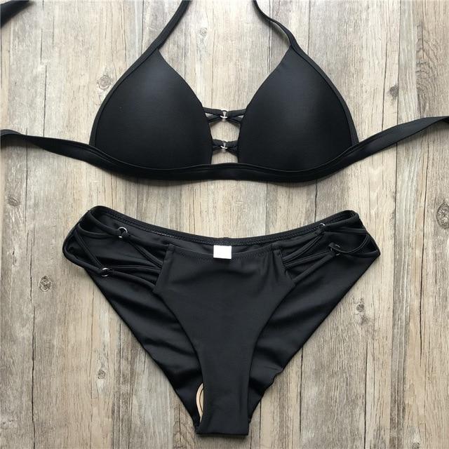 2019 Gold Stamping Women Bikini Set Sexy Padded Women Swimsuit Push Up Bikini Swimwear Summer Beachwear Brazil Bathing Suit