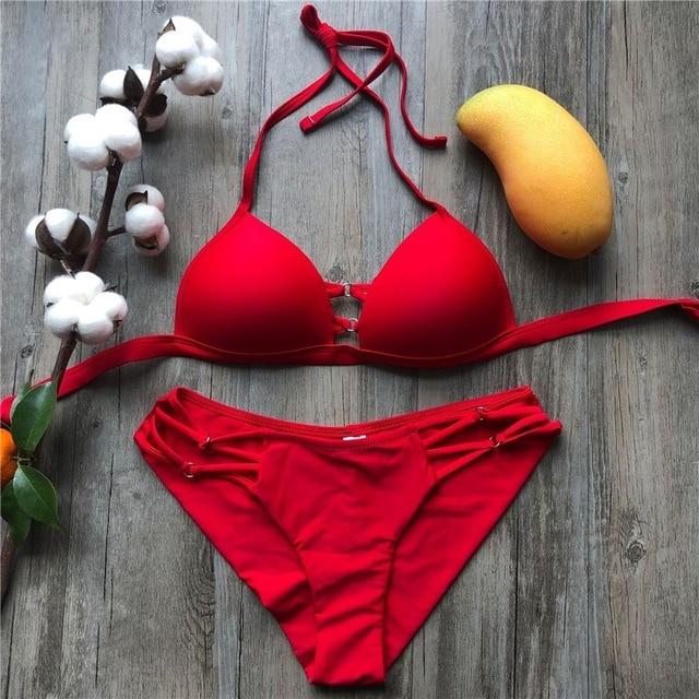 2019 Gold Stamping Women Bikini Set Sexy Padded Women Swimsuit Push Up Bikini Swimwear Summer Beachwear Brazil Bathing Suit