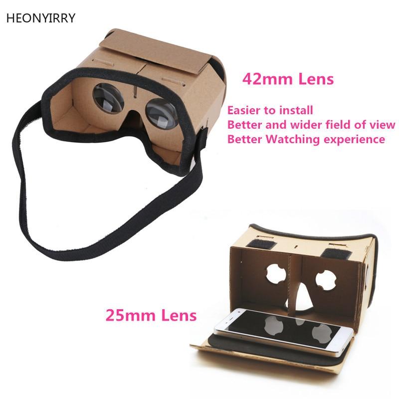DIY Portable Virtual Reality Glasses Google Cardboard 3D Glasses 42mm lens VR glasses For SmartPhones For Iphone X 7 8 VR