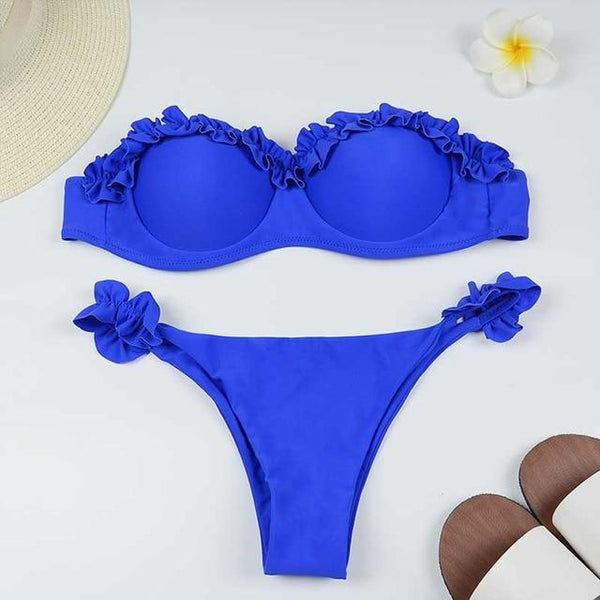 2019 White Flower Bikini Female Bather Black Floral Swimsuit Sexy Brazilian Bathing Suit Push Up Swimming Women Swimwear