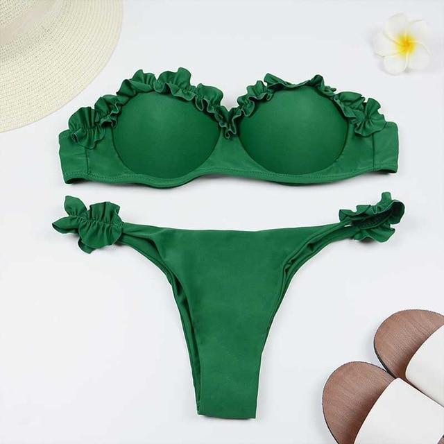 2019 White Flower Bikini Female Bather Black Floral Swimsuit Sexy Brazilian Bathing Suit Push Up Swimming Women Swimwear