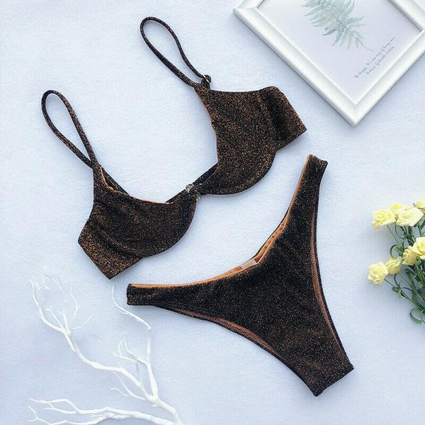 2019 Womens Sequins Padded Push Up Swimming Suit Swimsuit Swimwear Beachwear  Female Brazilian Bikini Set
