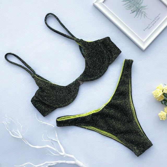 2019 Womens Sequins Padded Push Up Swimming Suit Swimsuit Swimwear Beachwear  Female Brazilian Bikini Set